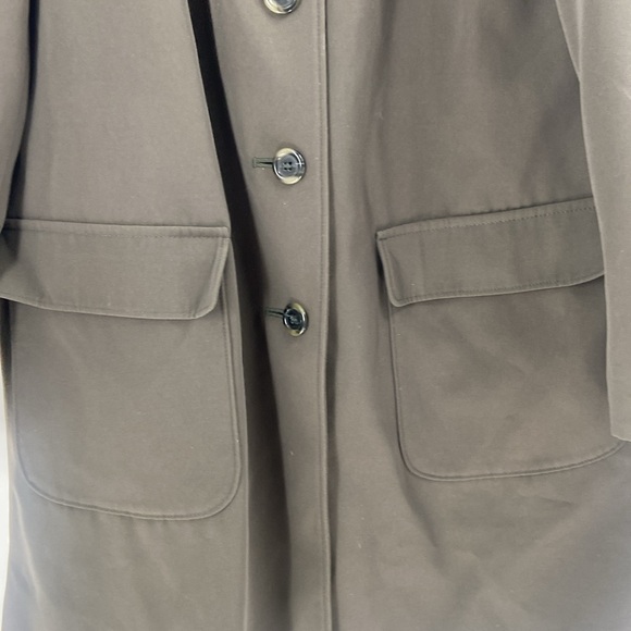 Gallery petite muted grey color car coat button front pockets - Picture 6 of 15
